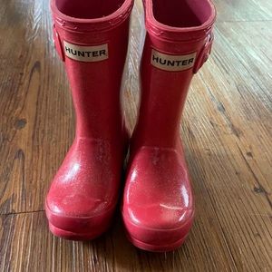 Hunter pink sparkle rain boots